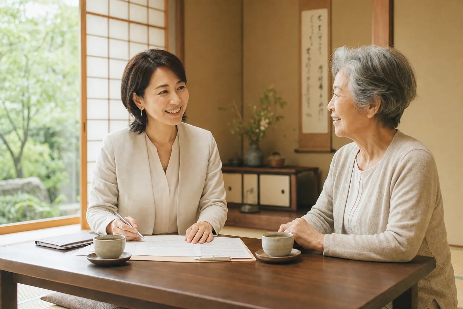 笑顔で静かな対話から始まる整理